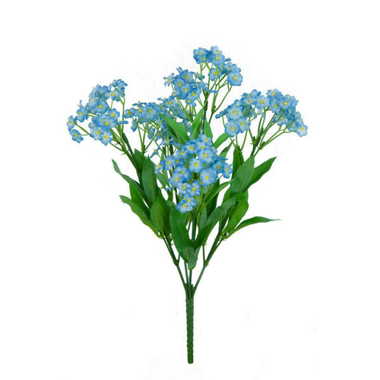 Siar Faux Silk Forget Me Not Bush Blue 5 Stems 32cm/12 Inches