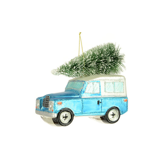Siar Classic British 4x4 Off Road Ninety Christmas Tree Hanging Ornament Blue