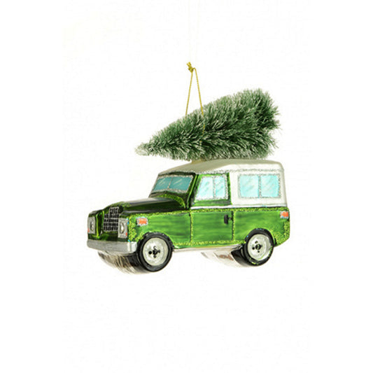 Siar Classic British 4x4 Off Road Ninety Christmas Tree Hanging Ornament Green