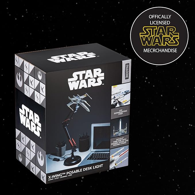 Star Wars X Wing Posable Desk Light, 15cm (5.9") Wide Replica Ship with LED Lighting, Powered by Included USB Cable | Paladone